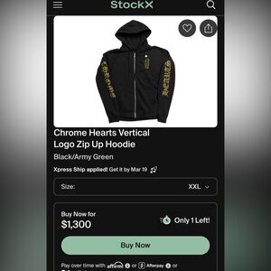AUTHENTIC Chrome Hearts Black Hoodie with Green Label Detailing